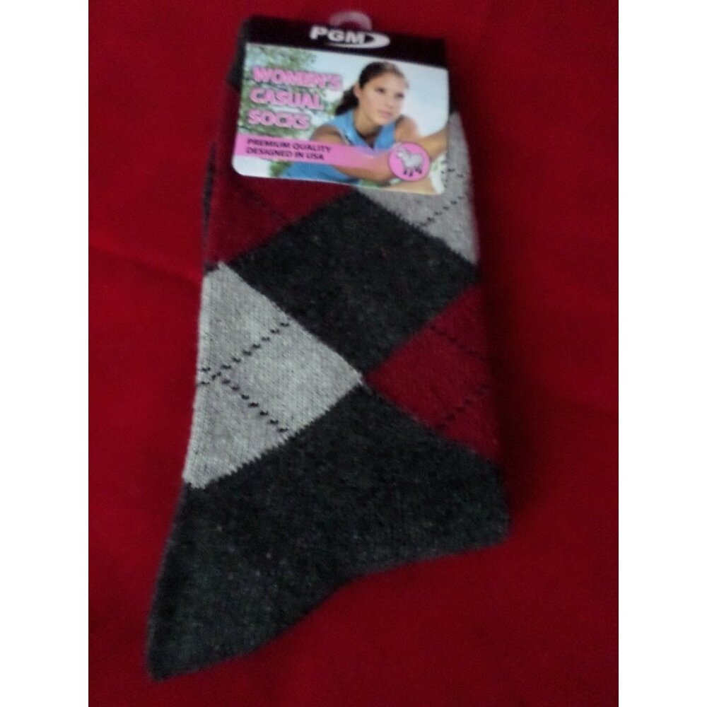1 Pair PGM 20% Merino Wool Womens Trouser Socks Arguile Crew  4-9
